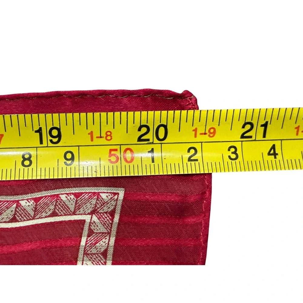 Vintage‎ Silk Plaid Square Scarf Red Black Olive Geometric Sheer Neck Wrap